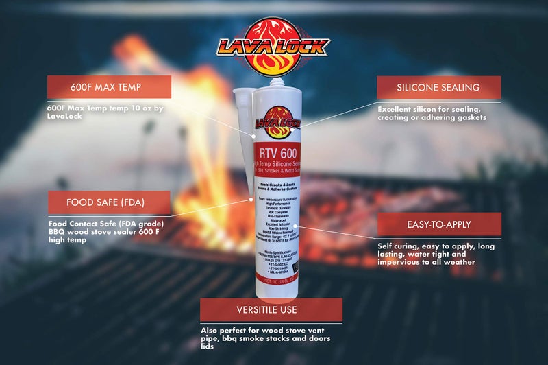 LavaLock RTV High Temp BBQ Smoker Sealer Gasket Adhesive 10 oz Cartridge (600 F - Red) - Image 2